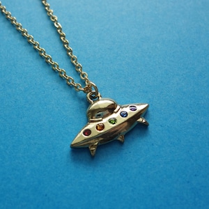 ufo necklace, outer space extraterrestrial life space ship alien charm necklace image 6