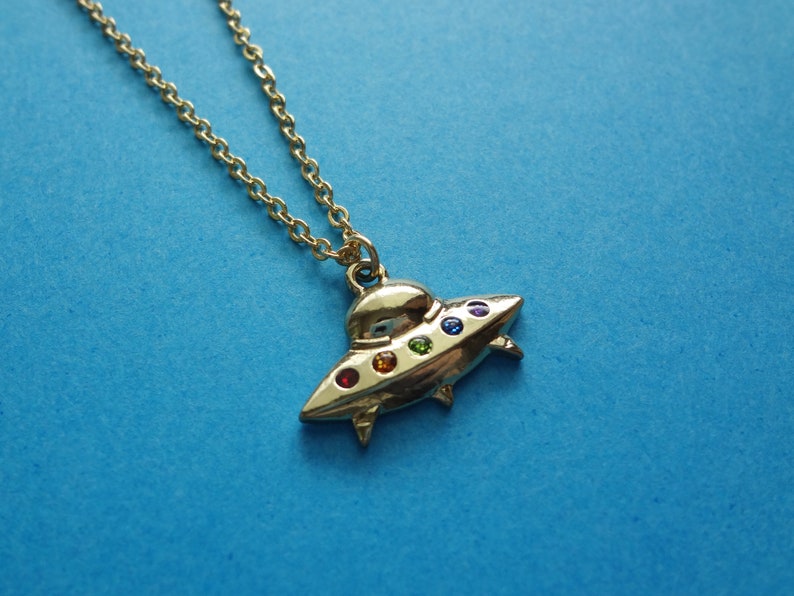 ufo necklace, outer space extraterrestrial life space ship alien charm necklace image 6