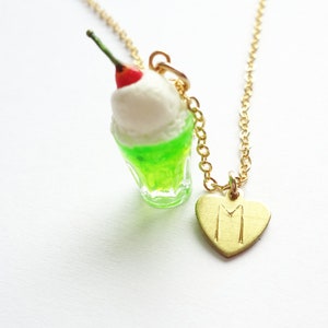 melon soda necklace, japanese sweets drink, custom alphabet initialization option image 5