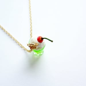 melon soda necklace, japanese sweets drink, custom alphabet initialization option image 2