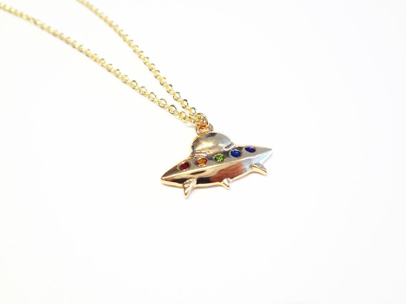 ufo necklace, outer space extraterrestrial life space ship alien charm necklace image 2