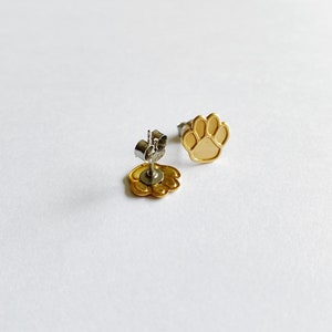 small dog paw brass earring studs image 2