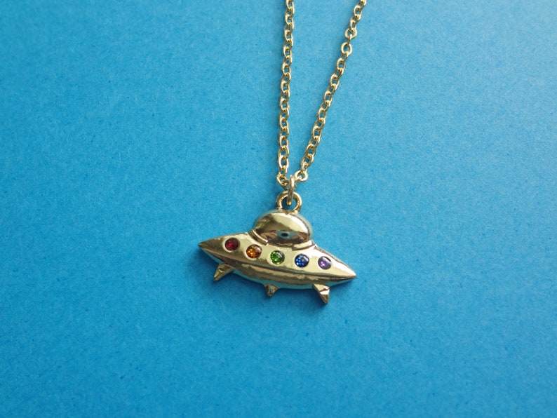 ufo necklace, outer space extraterrestrial life space ship alien charm necklace image 5