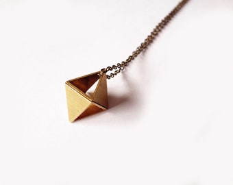 minimalist octahedron geometric necklace