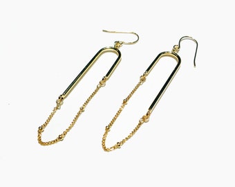gold chain loop dangle earrings