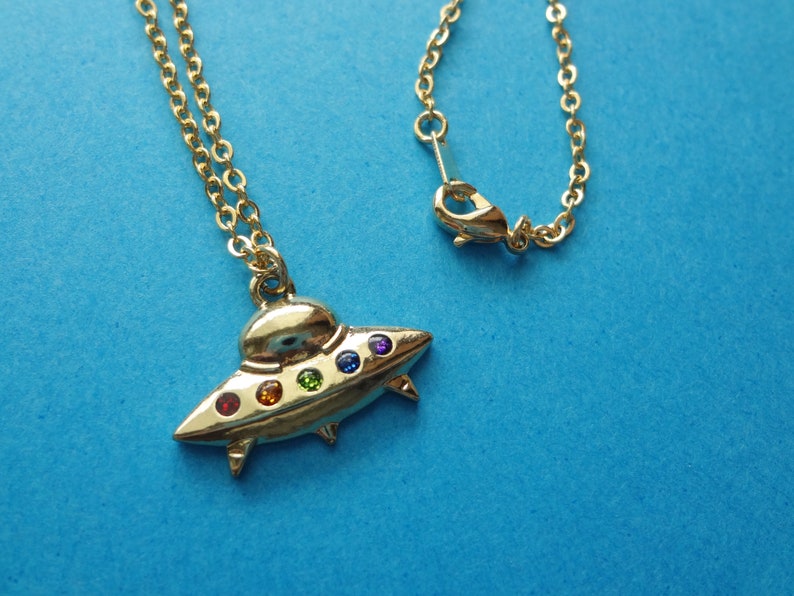 ufo necklace, outer space extraterrestrial life space ship alien charm necklace image 8