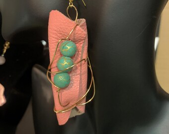 Pink Leather & Turquoise/Gold