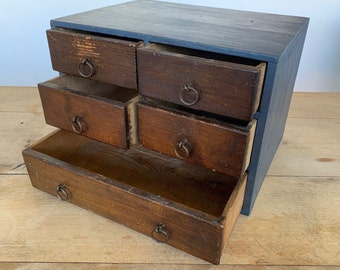 Late 19thC Miniature Shabby Chic Scratch Built Chest of Drawers