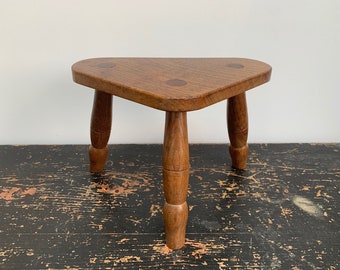 Vintage Oak Farmhouse Tripod Stool or Step