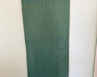 Horizontal striped blue green tencel scarf