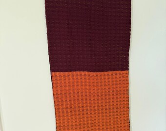 Burgundy and orange cotton scarf