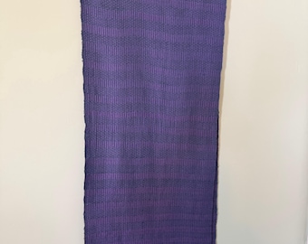 Horizontal striped blue and purple tencel scarf