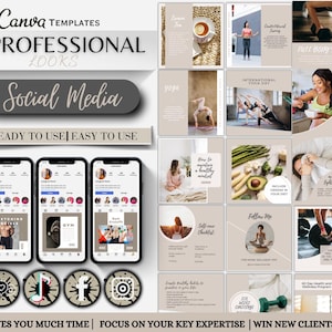 Nutrition Coach Post Templates, Editable Canva Social Media Videos, Neutral Aesthetic Instagram Reels for Health & Wellness Coaches