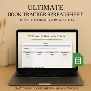 Book Tracker & Reading List Planner Google Sheets Excel Reading Tracker Book Review Spreadsheet Template Book Journal Gift for Book Lover