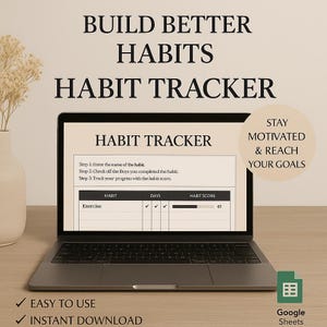 Planilha de rastreamento de hábitos para impressão, lista de verificação do Google Sheet, planejador de metas mensais, painel digital, rastreador mensal diário, semanal, bem-estar