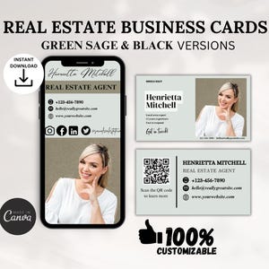 Digital Business Card For Real Estate Agent, Marketing Realtor Tool, Clickable, Textable, Editable Canva Template, Instant Download