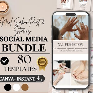 Nail Salon Posts, Social Media Branding for Nail Technicians, Canva Templates, Beauty Business Instagram, Design Quotes Artist Promotion Kit