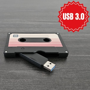 Retro USB3 Cassette Mixtape Personalized Audio Tape Flash Drive 16GB/32GB/64GB Pen Drive Custom Vintage Music Cassette Memory Stick