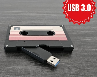 Retro USB3 Cassette Mixtape Personalized Audio Tape Flash Drive 16GB/32GB/64GB Pen Drive Custom Vintage Music Cassette Memory Stick