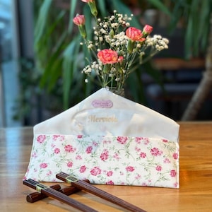 Custom Chopsticks & Cutlery Case, Personalized Cotton Cutlery Pouch, Handmade Chopsticks/Utensils Bag, Utensil Travel Bag,Picnic Pouch,Bento