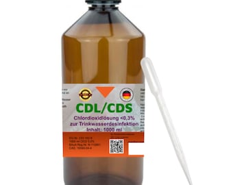 CDL CDS 0,3% 1000ml in flacone da laboratorio in HDPE con pipetta per la disinfezione dell'acqua potabile. certificato, prodotto in Germania