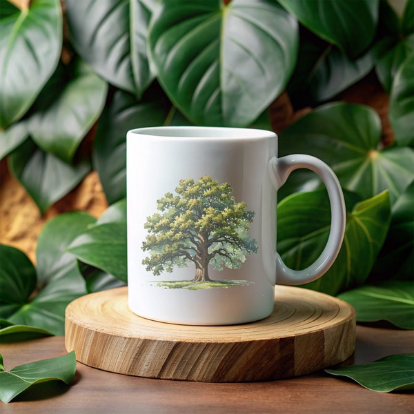 Eiche: Stärke durch Würde | Inspirierende weiße Kaffeetasse, Tasse, Baum, Spruch, Geschenkidee, Büro, Deko, Pflanze, Kaffee, Tee, Geschenk