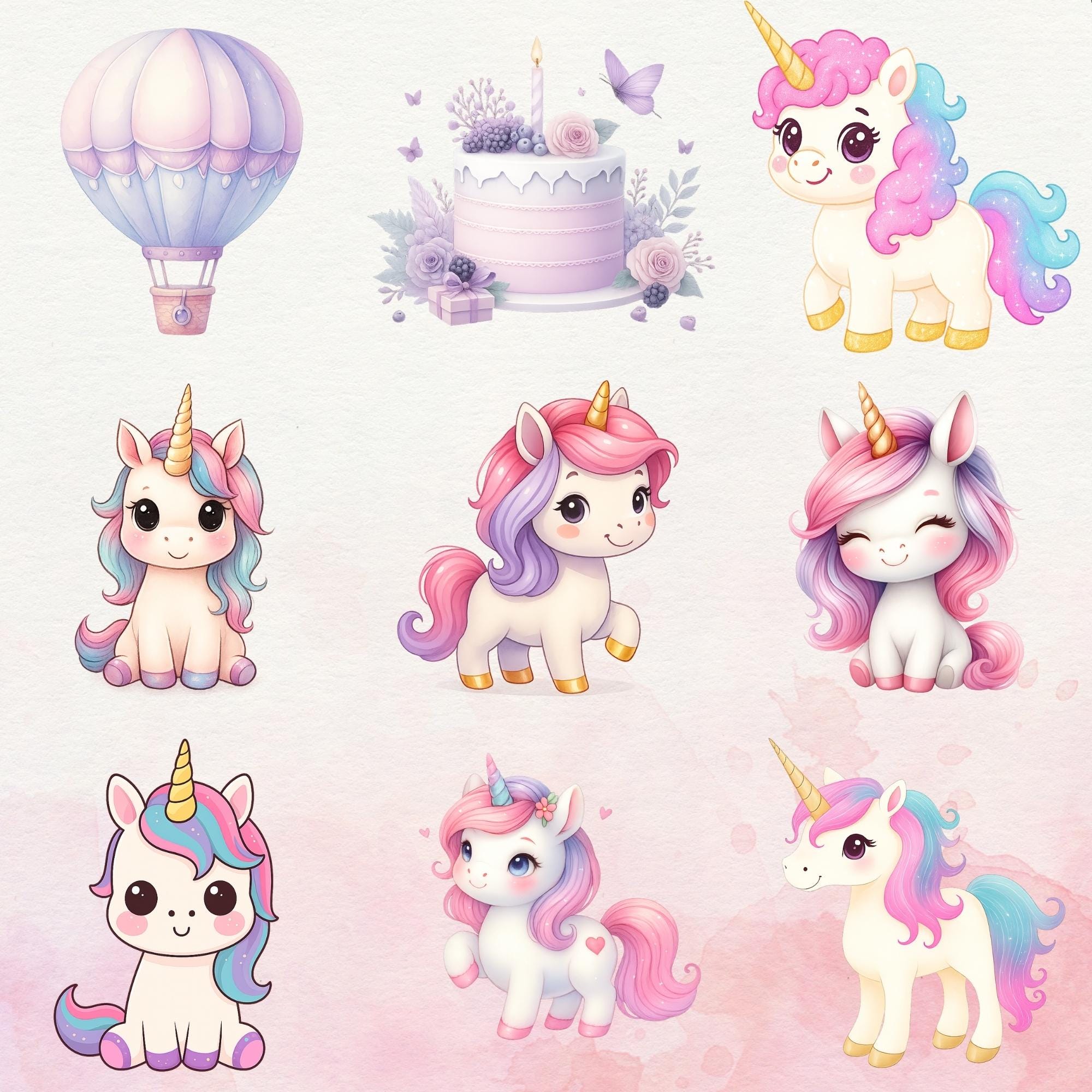 Watercolor - Cute Unicorn Png - Unicorn Clipart Bundle - Unicorn ...