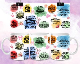 Funny Office Quotes Mug Wrap, Sarcastic Quote co-Worker, Work Mug PNG Template, 11oz and 15ozMug Wrap Sublimation Design, Digital Download