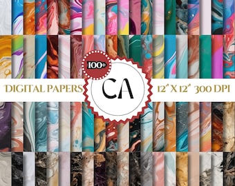 Marble Digital Paper Pack, instant download, Marble seamless patterns, Scrapbook Papers, Junk Journal, Colorful, Rainbow, Marble Background