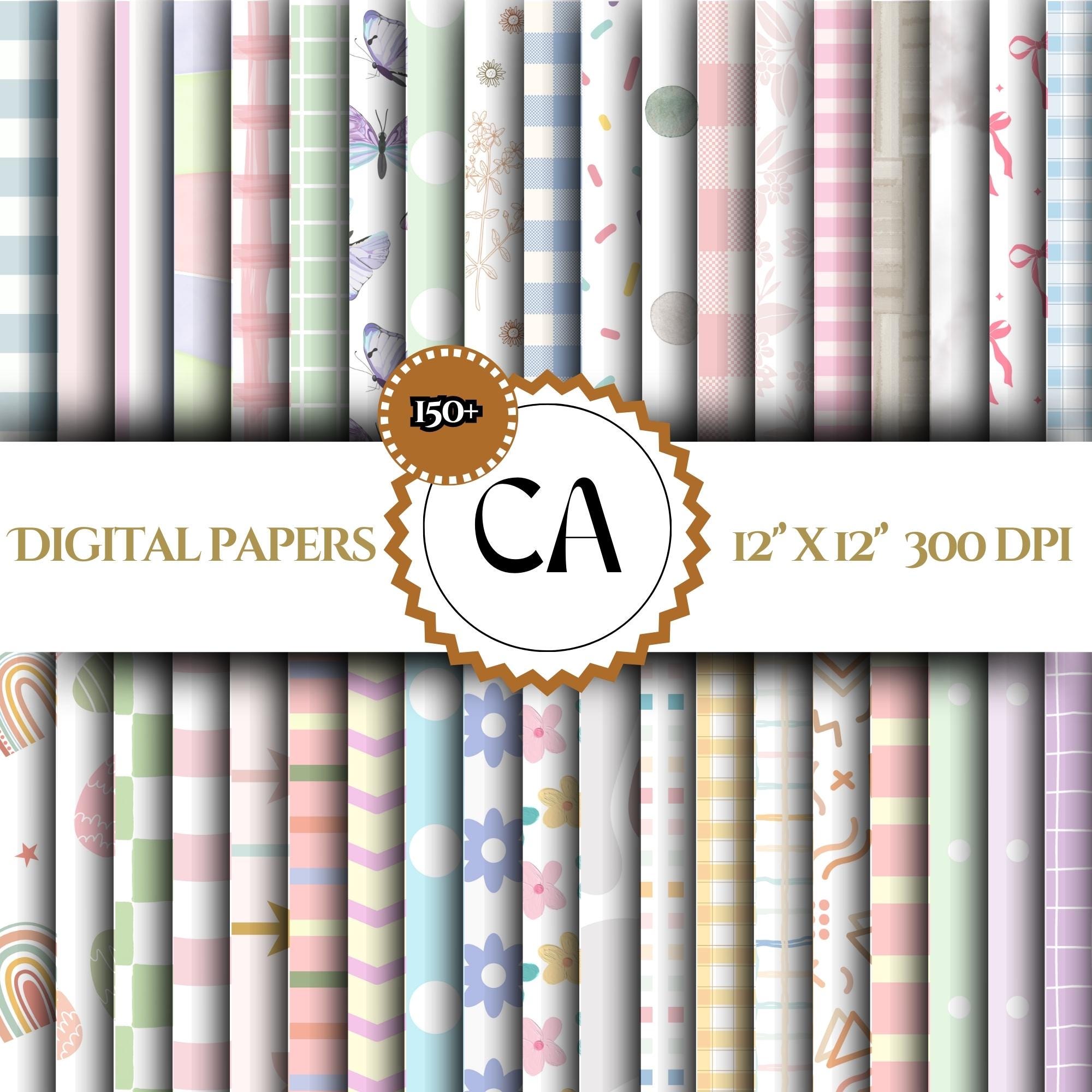Essential Pastel Digital Paper Pack. 150+ Papers. Spring Background ...