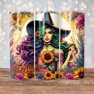 Halloween Witch Tumbler Wrap: Spooky 20oz Skinny Sublimation Design (PNG Download)