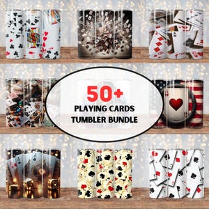 50+ cartes à jouer modèles d'emballage de verre, carte à jouer PNG design, cartes à jouer 3D sublimation designs, emballage de verre mince 20 oz