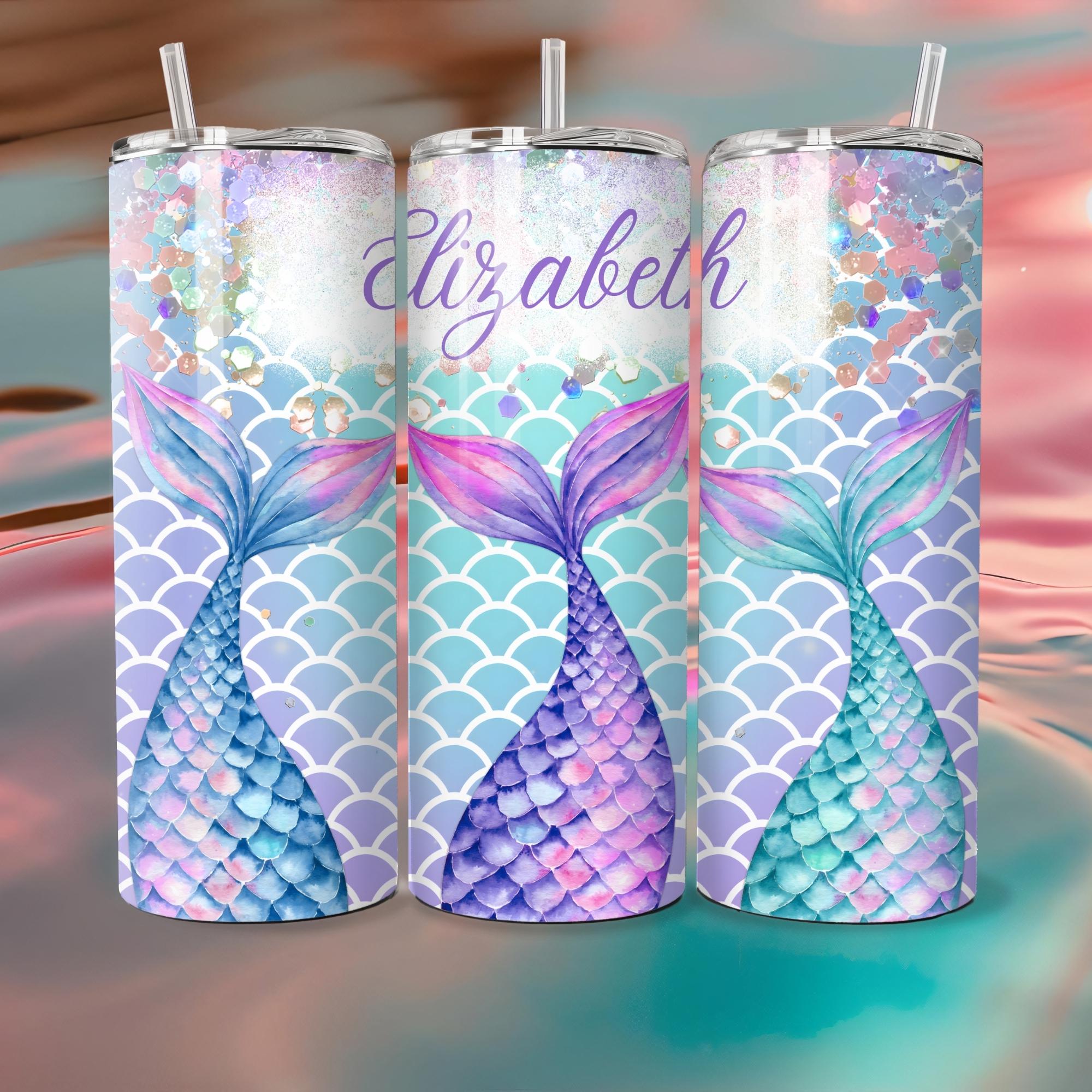 Mermaid Tumbler Wrap PNG 20 Oz Tumbler Design Add Your Own Name Cute ...
