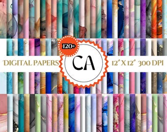 Alcohol Ink Digital Paper Bundle: Marble Glitter (Digital Download)