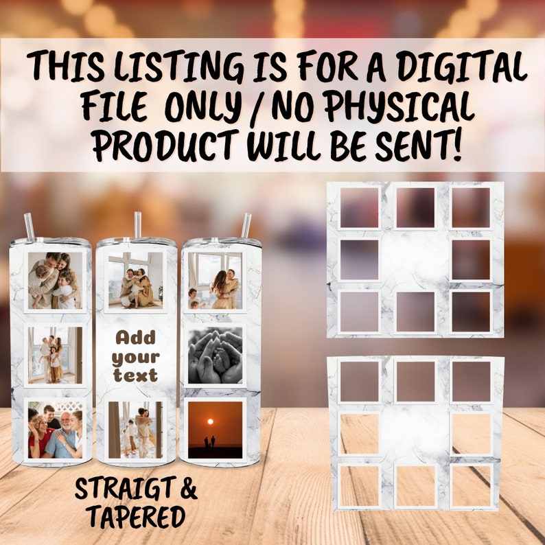 Fügen Sie Ihren Text und Ihr Foto, Familienfoto-Collage-Vorlage, Familienzitat Foto, Png-Sublimation, Fotocollage 20 Unzen Skinny Tumbler Tapered hinzu Bild 3