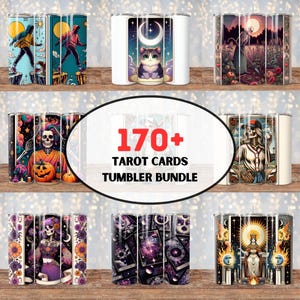 Sarcastic Tarot Cards Tumbler Wrap Bundle: Funny Witchy Skeleton Design (PNG Download)