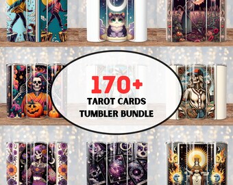 170+ Sarcastic Tarot Cards Tumbler Wrap Bundle, Funny Tumbler PNG Download, Witchy Skeleton 20oz Skinny Straight Tumbler Sublimation Design