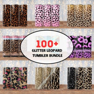 100+ Glitter Leopard Tumbler Wrap Bundle, Cheetah Print Tumbler, Sublimation Designs, Glitter 20oz Skinny Tumbler, Gold Glitter Leopard Png