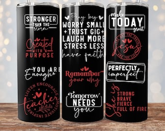 Emballage inspirant pour gobelet, motivant 20 oz maigre design sublimationnel PNG gobelet à sublimation sans couture, motivant PNG à télécharger