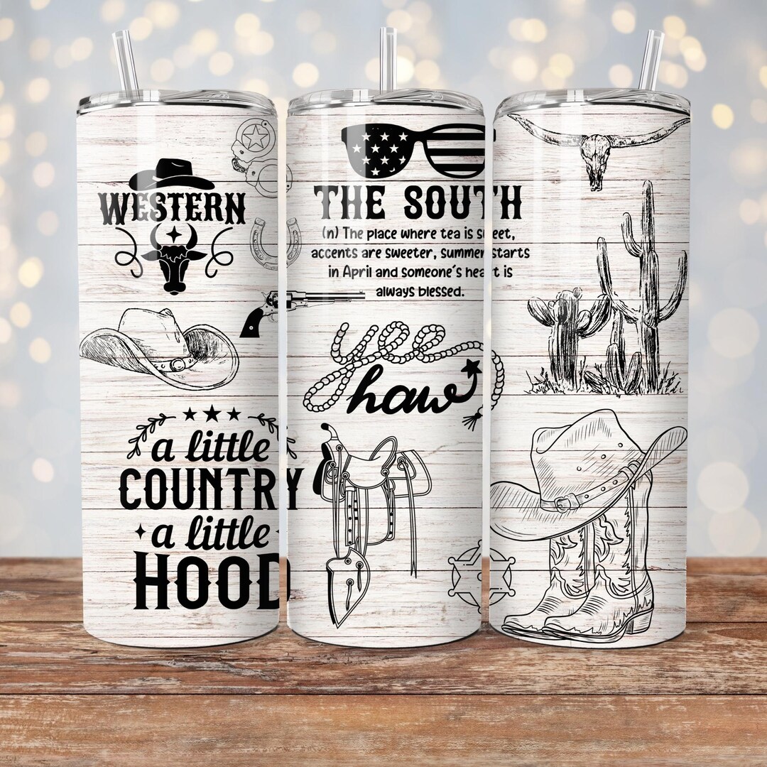 Retro Western Tumbler Wrap, Cowboy Sublimation Design Png, 20 Oz Skinny ...