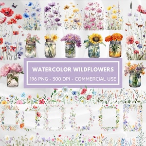 Aquarel lente wilde bloemen clipart lente weide vlinders bruiloft uitnodigen baby shower clipart elementen kleine bloemen botanische bloemen