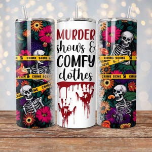 True Crime Murder Mystery Tumbler Wrap, 20 oz Skinny Tumbler Wrap Sublimation Design, Reading Tumbler, Book Lovers Png, Digital Download