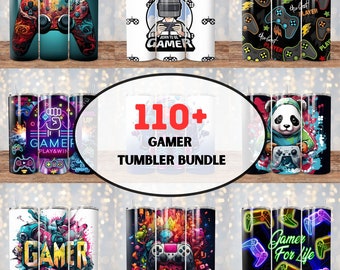 110+ Gamer Tumbler Gift  Bundle, 3D Game Controller Tumbler Wrap, Video Game Sublimation PNG, 20oz Skinny Tumbler, Video Gaming Tumbler Wrap