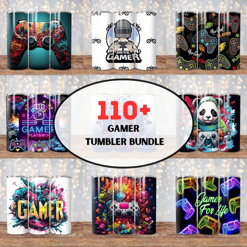 110+ Gamer Tumbler Wrap Bundle, 3D Game Controller Tumbler Wrap, Video ...
