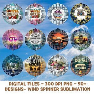 Camping Wind Spinner Designs: Camper Life Sublimation PNG Bundle (Digital Download)