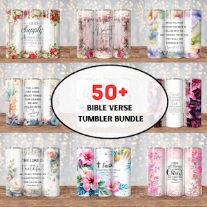 Bible Verse Tumbler Wrap Bundle: Christian Sublimation Designs (PNG)