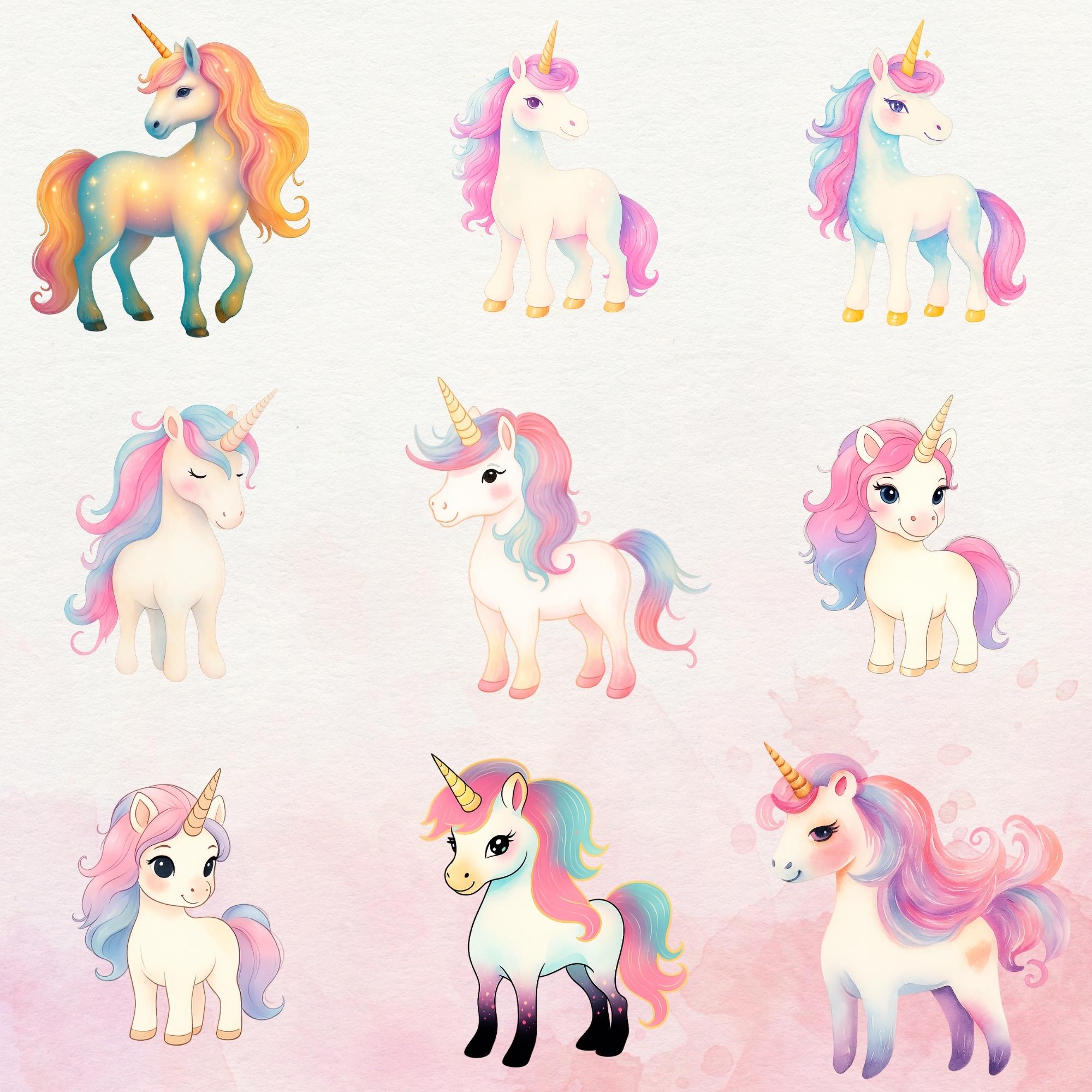 Watercolor - Cute Unicorn Png - Unicorn Clipart Bundle - Unicorn ...