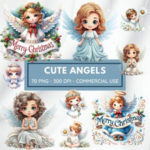 Cute Baby Angel Clipart Bundle, Commercial Use Minimalist Angels Printable Baby with wings Children Angels Baptism PNG Digital Download
