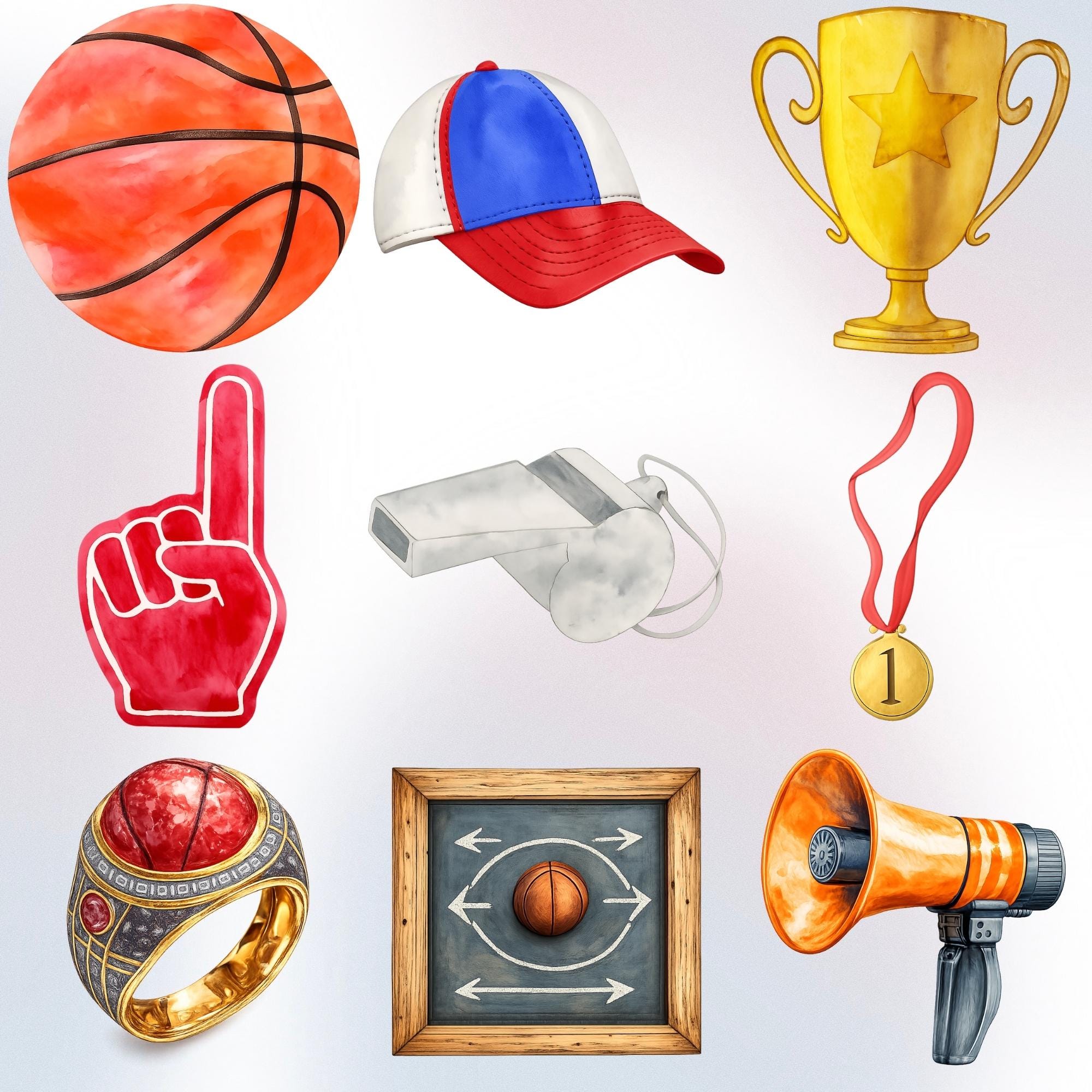 Watercolor Basketball Clipart PNG | Basketball Sports Clipart Set ...