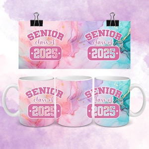 Pink Graduation Mug Wrap: Class of 2025 Sublimation Template (Digital Download)